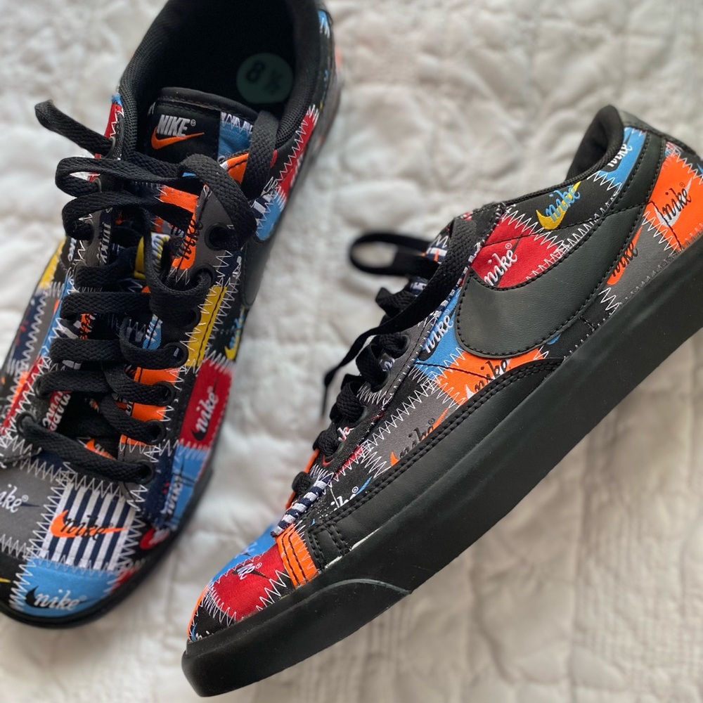 Nike Patchwork Low-Top Sneakers in Black, Red, Blue, Orange, Yellow, Cream - Picture 4 of 10
